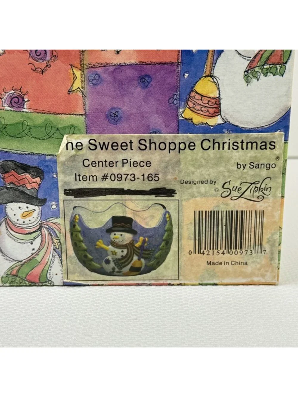 Sango The Sweet Shoppe Christmas Centerpiece Bowl Snowman #0973-165 Sue Lipkin
